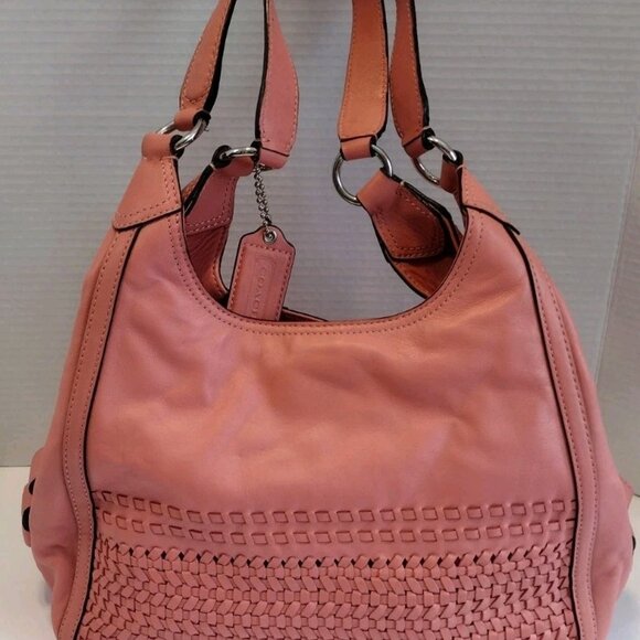COACH MADISON MAGGIE LEATHER HOBO PURSE SALMON/PINK - Picture 2 of 7